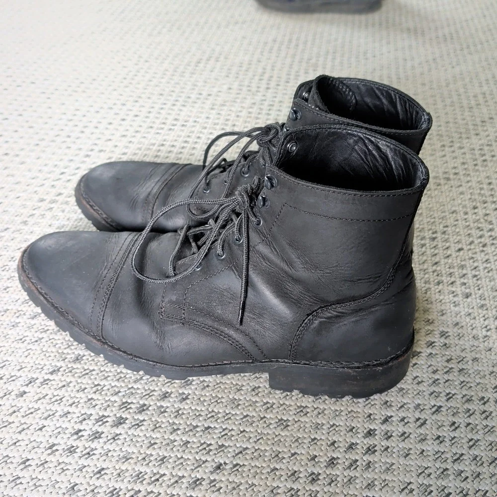 Thursday Boot Company StormKing Captain Matte Black Leather Cap Toe Boots Sz 15